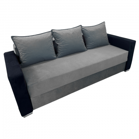 Canapea ELIZA extensibilă 3 locuri, cu ladă depozitare, tapițată în catifea maro cappuccino cu negru, dimensiuni 220x95x80 cm [4]