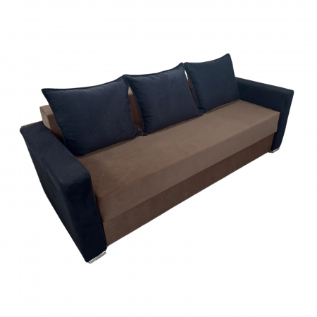 Canapea ELIZA extensibilă 3 locuri, cu ladă depozitare, tapițată în catifea maro cappuccino cu negru, dimensiuni 220x95x80 cm [3]