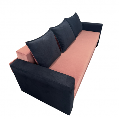 Canapea ELIZA extensibilă 3 locuri, cu ladă depozitare, tapițată în catifea maro cappuccino cu negru, dimensiuni 220x95x80 cm [8]