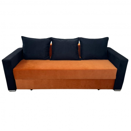 Canapele - Canapea ELIZA extensibilă 3 locuri, cu ladă depozitare, tapițată în catifea maro cappuccino cu negru, dimensiuni 220x95x80 cm