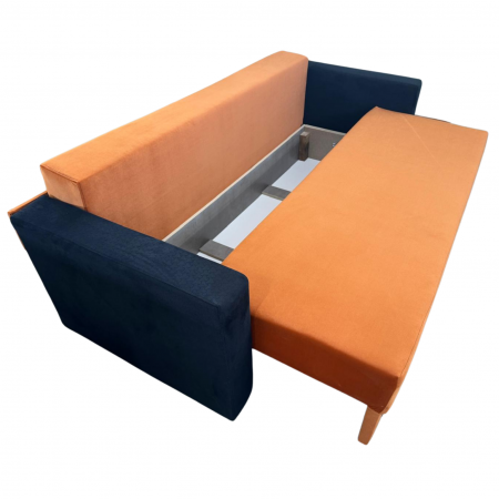 Canapea ELIZA extensibilă 3 locuri, cu ladă depozitare, tapițată în catifea maro cappuccino cu negru, dimensiuni 220x95x80 cm [5]