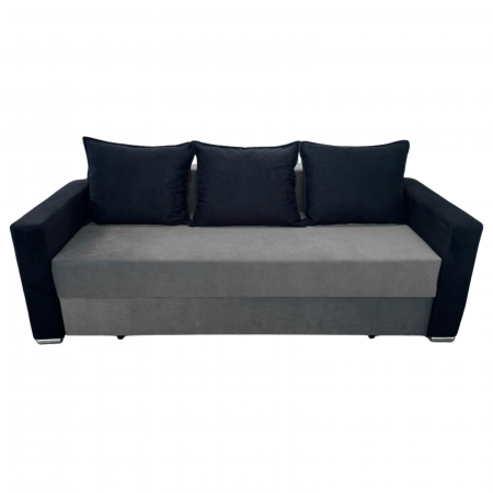 Canapele - Canapea ELIZA extensibilă 3 locuri, cu ladă depozitare, tapițată în catifea maro cappuccino cu negru, dimensiuni 220x95x80 cm