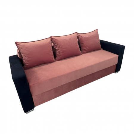 Canapea ELIZA extensibilă 3 locuri, cu ladă depozitare, tapițată în catifea maro cappuccino cu negru, dimensiuni 220x95x80 cm [4]