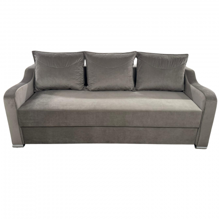 Canapea GIULIA extensibila, 3 locuri, cu lada de depozitare, catifea gri , 220x100x80 [5]