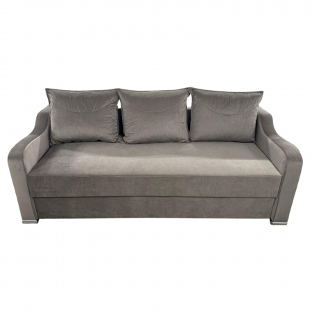 Canapele - Canapea GIULIA extensibila, 3 locuri, cu lada de depozitare, catifea gri , 220x100x80