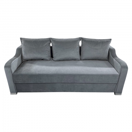 Canapele - Canapea GIULIA extensibila, 3 locuri, cu lada de depozitare, catifea gri , 220x100x80