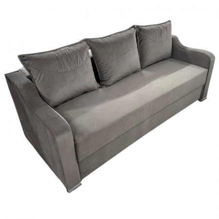 Canapea GIULIA extensibila, 3 locuri, cu lada de depozitare, catifea gri , 220x100x80 [2]
