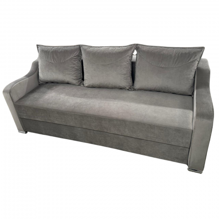 Canapea GIULIA extensibila, 3 locuri, cu lada de depozitare, catifea gri , 220x100x80 [1]