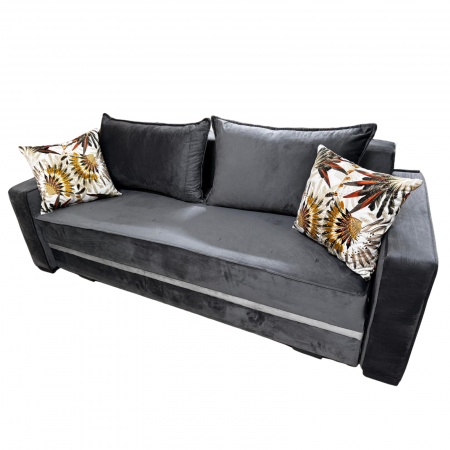 Canapea LARISA extensibila, 3 locuri, lada de depozitare, catifea bleumarin, 220x95x85 [2]