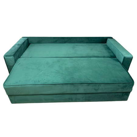 Canapea LARISA extensibila, 3 locuri, lada de depozitare, catifea bleumarin, 220x95x85 [2]