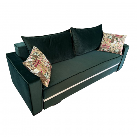 Canapea LARISA extensibila, 3 locuri, lada de depozitare, catifea bleumarin, 220x95x85 [3]