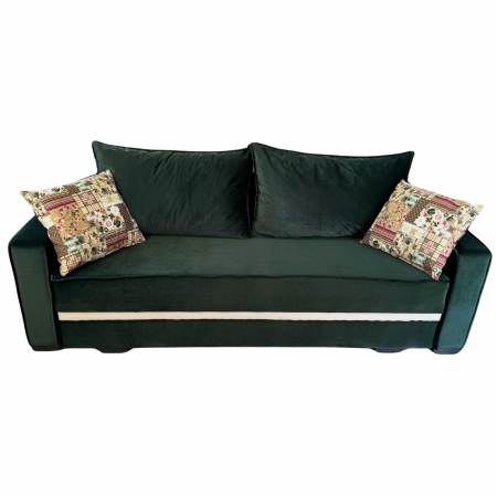Canapele - Canapea LARISA extensibila, 3 locuri, lada de depozitare, catifea bleumarin, 220x95x85