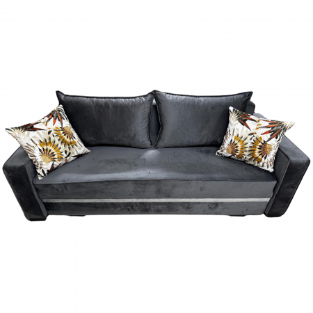 Canapele - Canapea LARISA extensibila, 3 locuri, lada de depozitare, catifea bleumarin, 220x95x85
