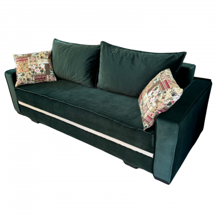 Canapea LARISA extensibila, 3 locuri, lada de depozitare, catifea bleumarin, 220x95x85 [2]
