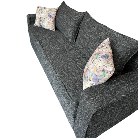 Canapea LARISA extensibila, 3 locuri, lada de depozitare, catifea bleumarin, 220x95x85 [4]