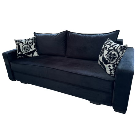 Canapea LARISA extensibila, 3 locuri, lada de depozitare, catifea bleumarin, 220x95x85 [1]