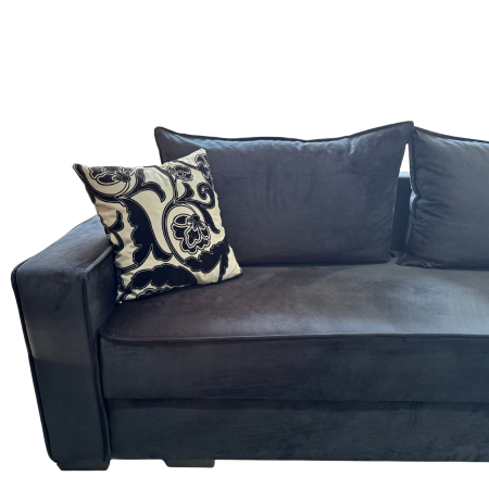 Canapea LARISA extensibila, 3 locuri, lada de depozitare, catifea bleumarin, 220x95x85 [4]