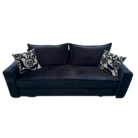 Canapea LARISA extensibila, 3 locuri, lada de depozitare, catifea bleumarin, 220x95x85 [6]