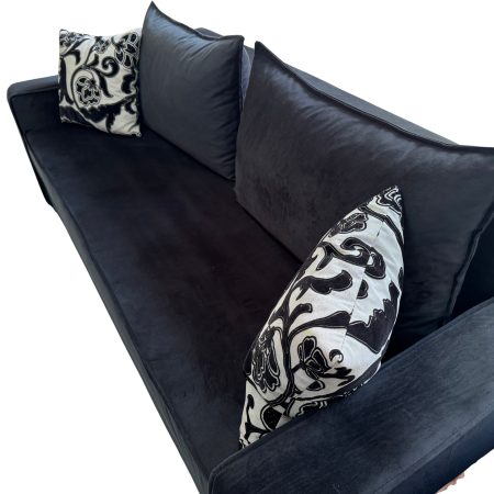 Canapea LARISA extensibila, 3 locuri, lada de depozitare, catifea bleumarin, 220x95x85 [2]