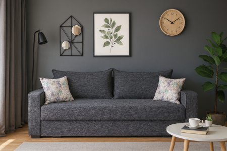 Canapea LARISA extensibila, 3 locuri, lada de depozitare, catifea bleumarin, 220x95x85 [2]