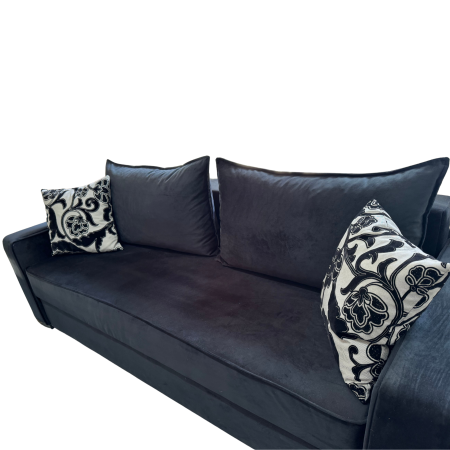 Canapea LARISA extensibila, 3 locuri, lada de depozitare, catifea bleumarin, 220x95x85 [3]