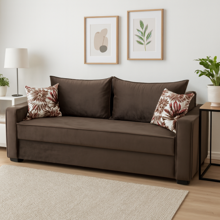 Canapea LARISA extensibila, 3 locuri, lada de depozitare, catifea bleumarin, 220x95x85 [1]