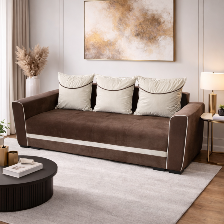 Canapele - Canapea LILI extensibila, 3 locuri, cu lada de depozitare, catifea verde padure , 220x95x80