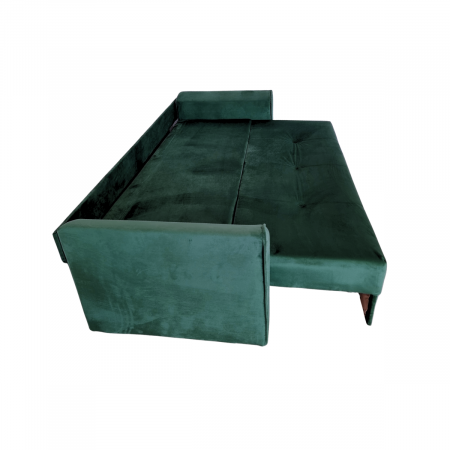 Canapea LILI extensibila, 3 locuri, cu lada de depozitare, catifea verde padure , 220x95x80 [2]