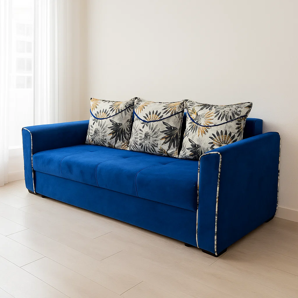 Canapea LILI extensibila, 3 locuri, cu lada de depozitare, catifea verde padure , 220x95x80 [3]