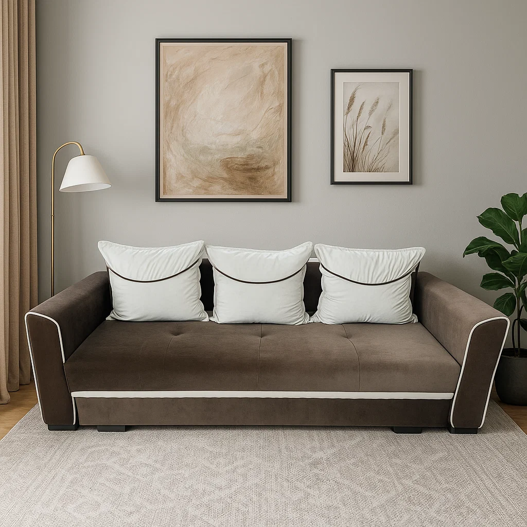 Canapea LILI extensibila, 3 locuri, cu lada de depozitare, catifea verde padure , 220x95x80 [3]