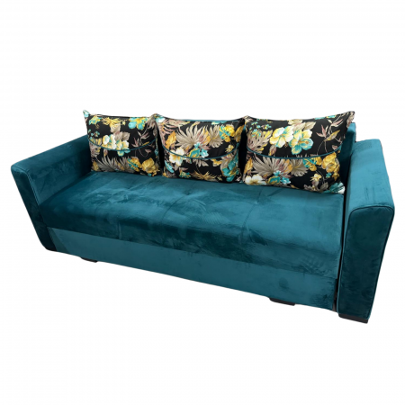 Canapea LILI extensibila, 3 locuri, cu lada de depozitare, catifea verde padure , 220x95x80 [1]