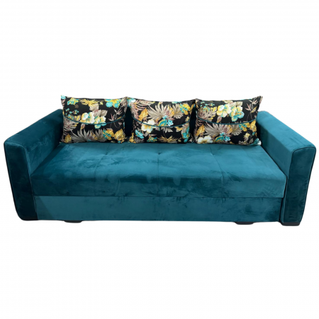 Canapele - Canapea LILI extensibila, 3 locuri, cu lada de depozitare, catifea verde padure , 220x95x80