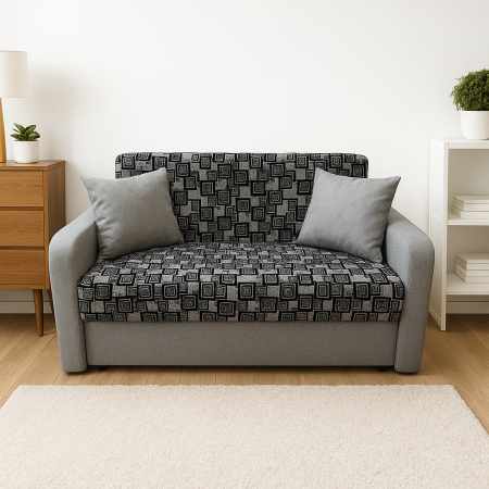 Canapea SAMY extensibila, 2 locuri, cu lada de depozitare, stofa albastru, 152x100x92 [1]