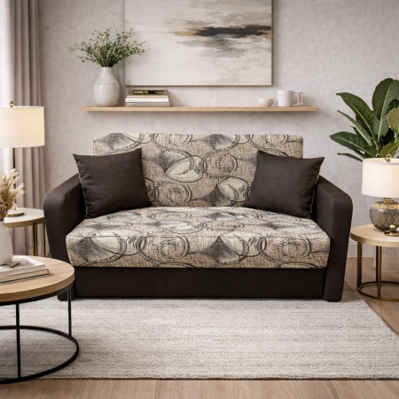 Canapele - Canapea SAMY extensibila, 2 locuri, cu lada de depozitare, stofa albastru, 152x100x92