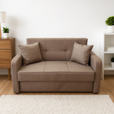 Canapea SAMY extensibila, 2 locuri, cu lada de depozitare, stofa albastru, 152x100x92 [1]