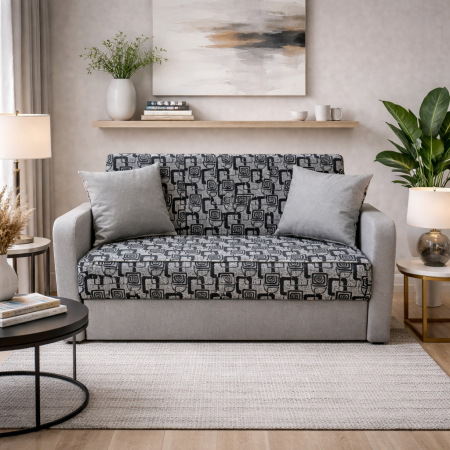 Canapele - Canapea SAMY extensibila, 2 locuri, cu lada de depozitare, stofa albastru, 152x100x92