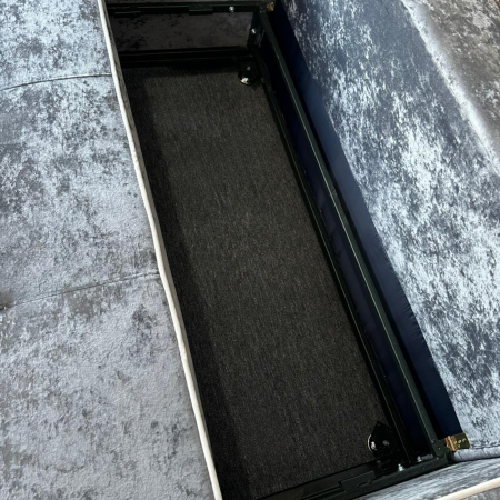 Canapea SAMY NEXT extensibila, 2 locuri, cu lada de depozitare, catifea plusata gri , cadru metalic , 170x100x92 cm [6]