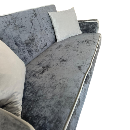 Canapea SAMY NEXT extensibila, 2 locuri, cu lada de depozitare, catifea plusata gri , cadru metalic , 170x100x92 cm [1]