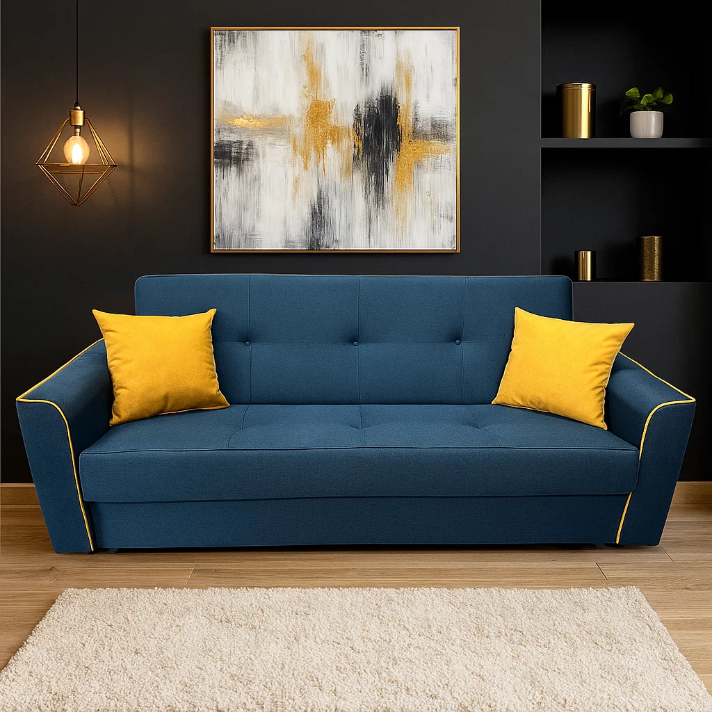 Canapea VERA extensibila, 3 locuri, lada de depozitare, stofa rosu bordo, 225x90x90 [1]