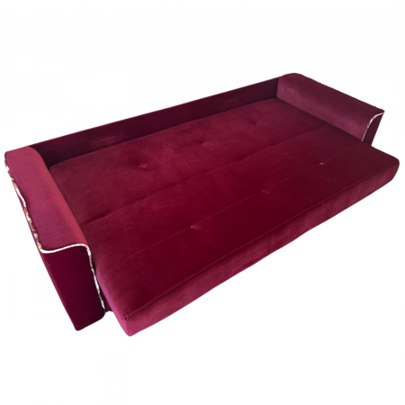 Canapea VERA extensibila, 3 locuri, lada de depozitare, stofa rosu bordo, 225x90x90 [4]
