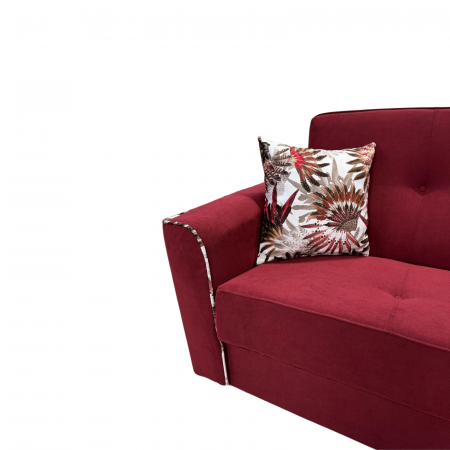 Canapea VERA extensibila, 3 locuri, lada de depozitare, stofa rosu bordo, 225x90x90 [5]