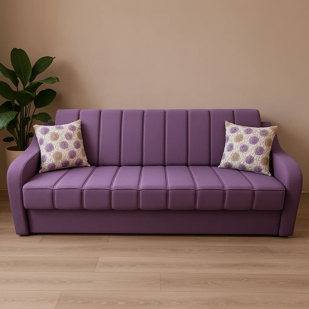 Canapea VERA extensibila, 3 locuri, lada de depozitare, stofa rosu bordo, 225x90x90 [7]