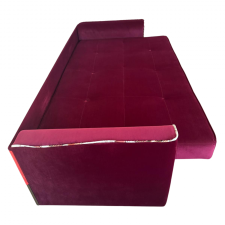 Canapea VERA extensibila, 3 locuri, lada de depozitare, stofa rosu bordo, 225x90x90 [5]