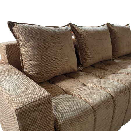 Canapea ZARA extensibila, 3 locuri, cu lada de depozitare, stofa bej auriu , 220x95x80 [3]