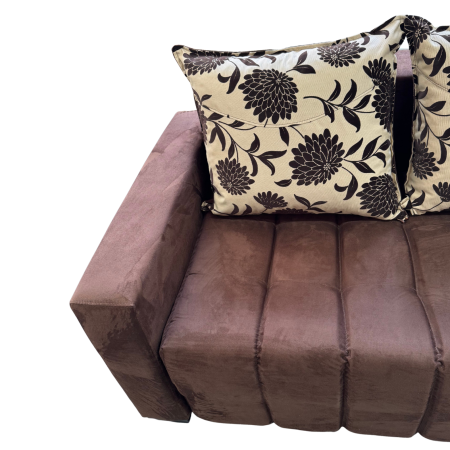 Canapea ZARA extensibila, 3 locuri, cu lada de depozitare, stofa suede maro si bej , 220x95x80 [5]