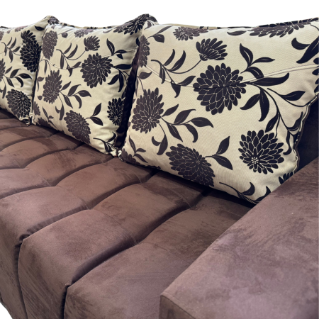 Canapea ZARA extensibila, 3 locuri, cu lada de depozitare, stofa suede maro si bej , 220x95x80 [7]