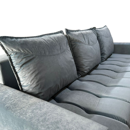 Canapea ZARA extensibila, 3 locuri, cu lada de depozitare, catifea albastru deschis , 220x95x80 [4]