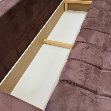 Canapea ZARA extensibila, 3 locuri, cu lada de depozitare, stofa suede maro si bej , 220x95x80 [3]