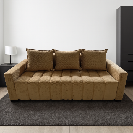Canapea ZARA extensibila, 3 locuri, cu lada de depozitare, stofa suede maro , 220x95x80 [5]