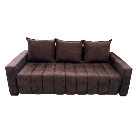 Canapele - Canapea ZARA extensibila, 3 locuri, cu lada de depozitare, stofa suede maro , 220x95x80